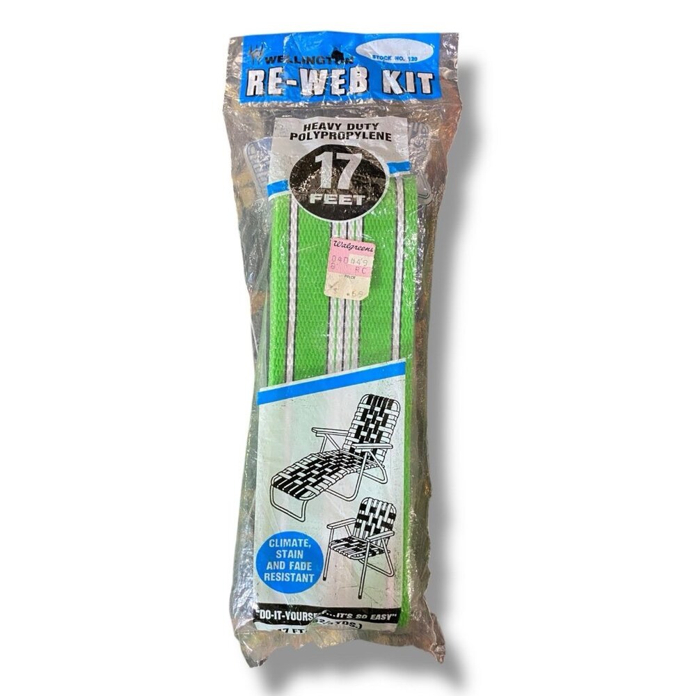 Wellington Re-Web Kit #120 Chaise Lawn Aluminum Chair 17 Feet Green & White DIY